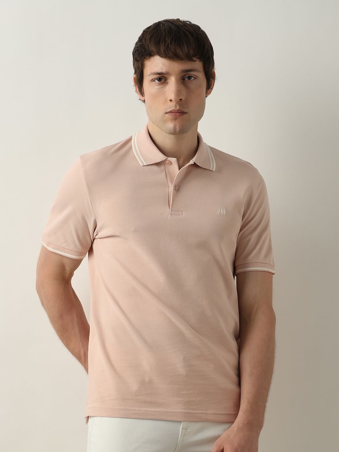 Pink Contrast Tipping Polo T-shirt