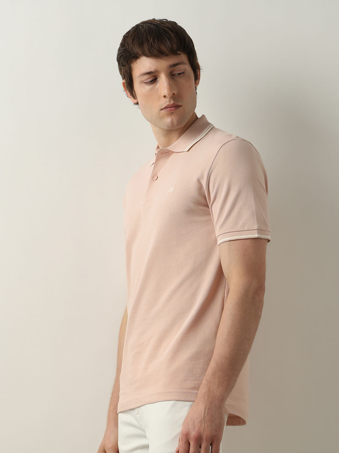 Pink Contrast Tipping Polo T-shirt