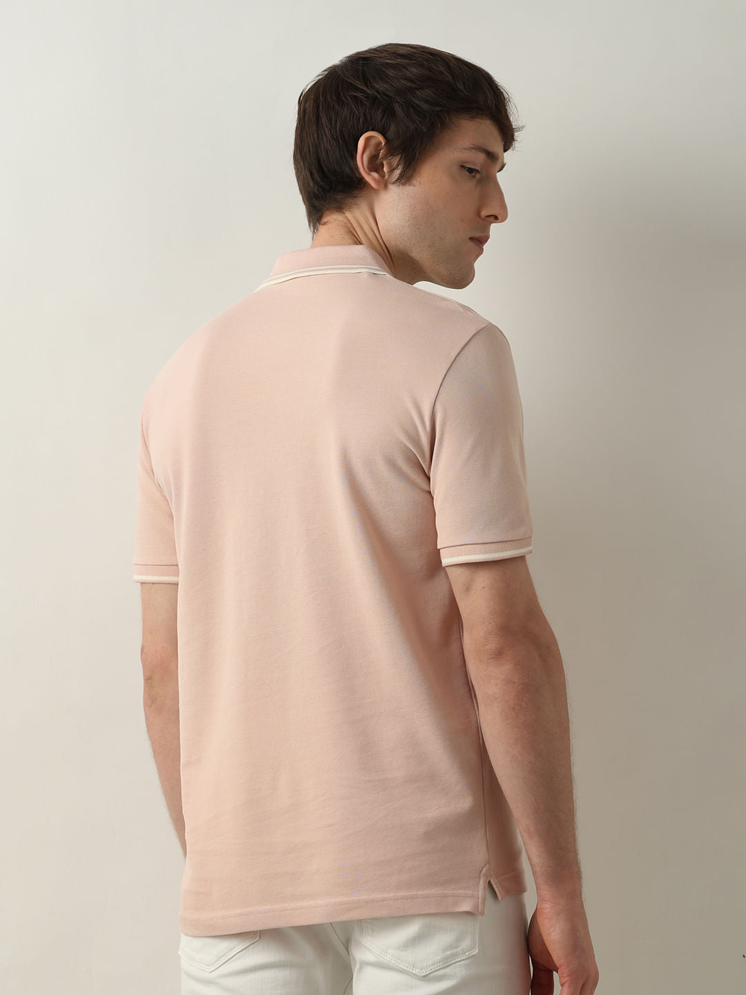 Pink Contrast Tipping Polo T-shirt