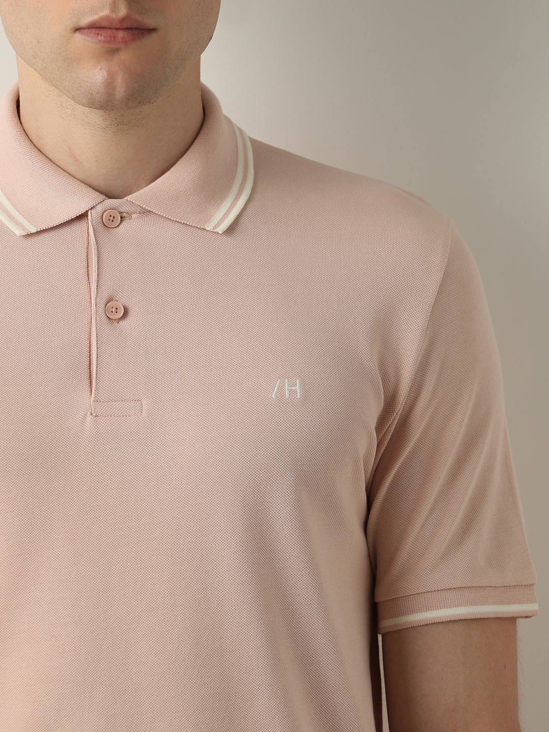 Pink Contrast Tipping Polo T-shirt