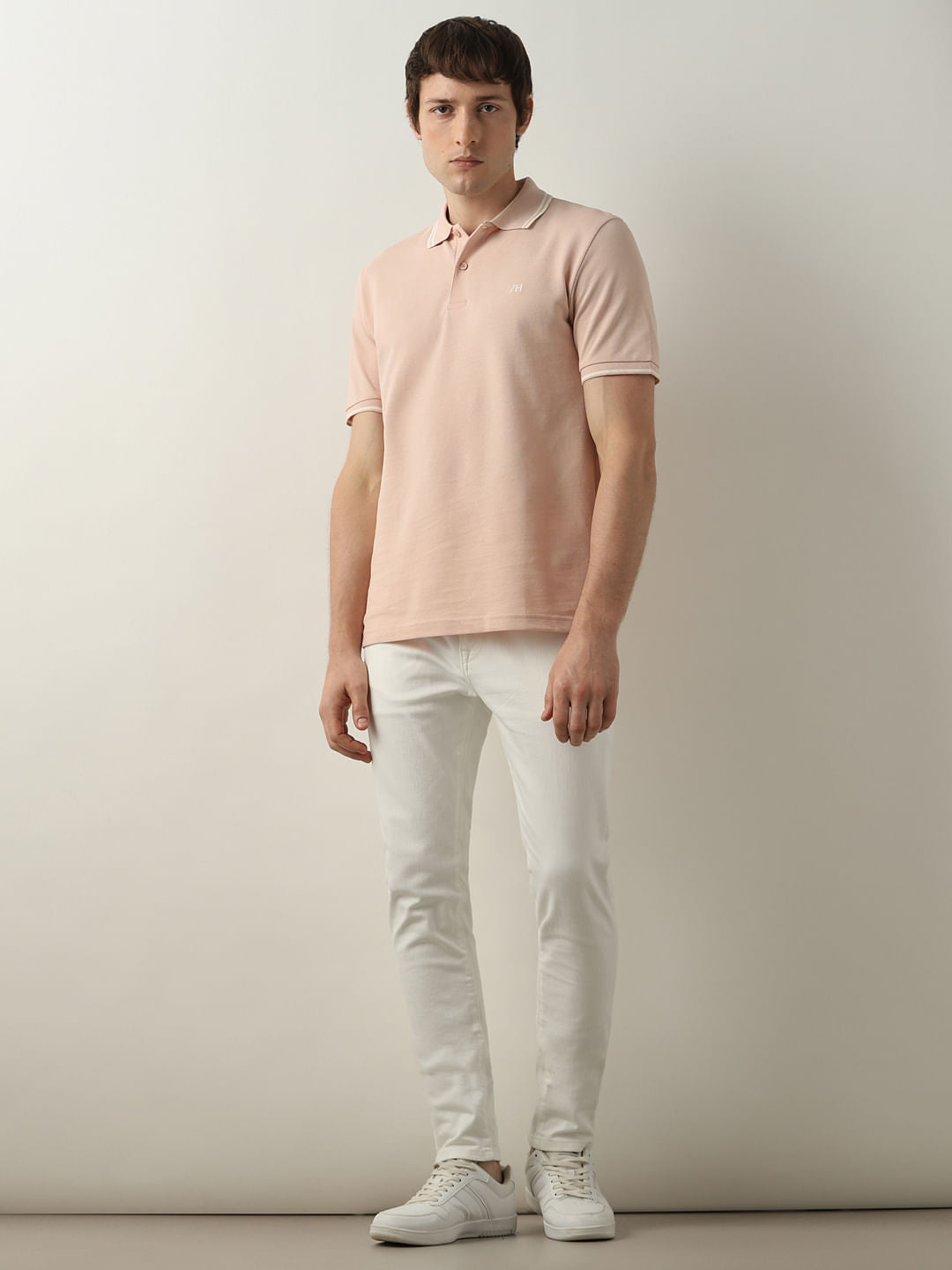 Pink Contrast Tipping Polo T-shirt