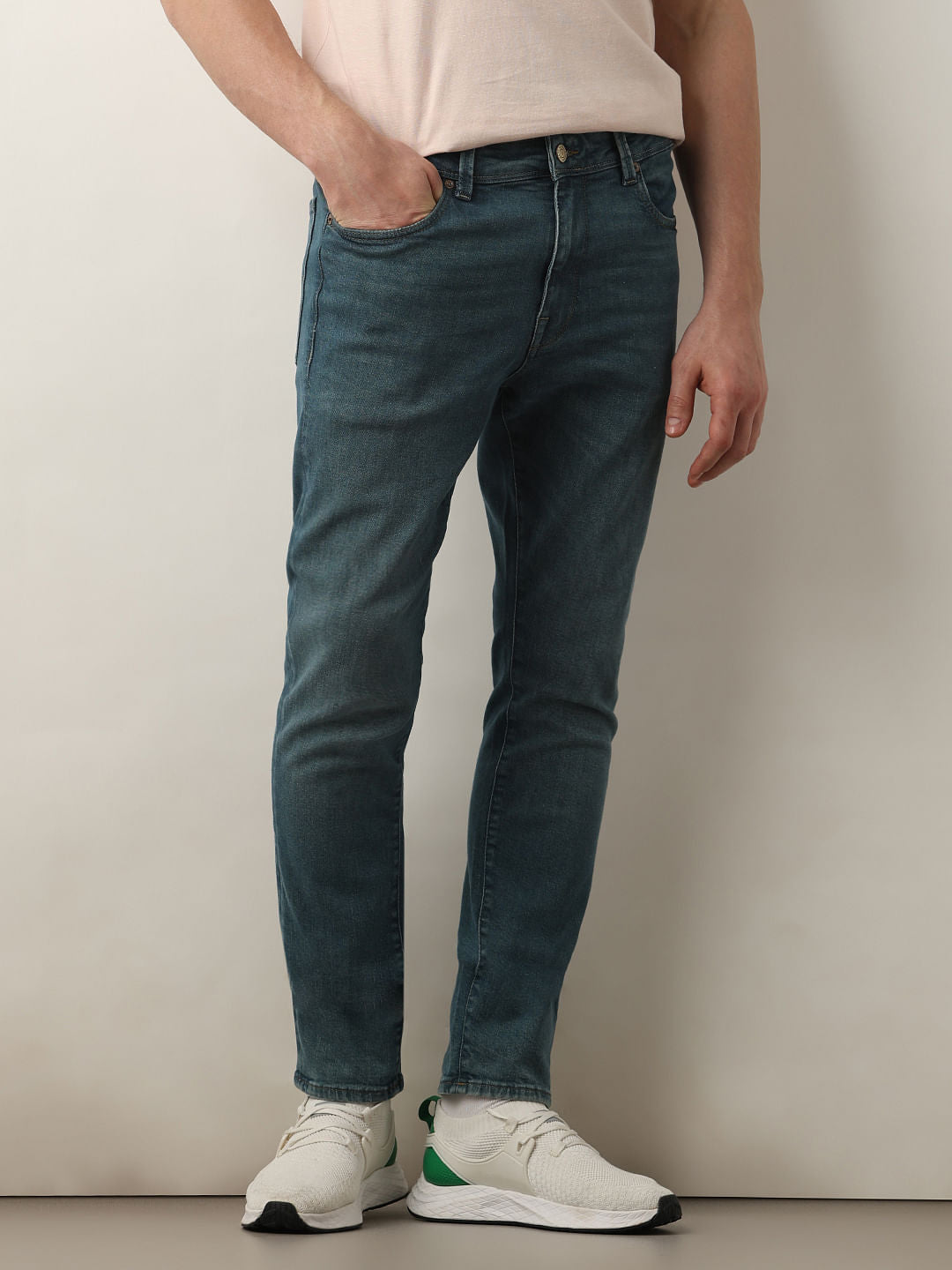 Blue Mid Rise Leon Slim Fit Jeans