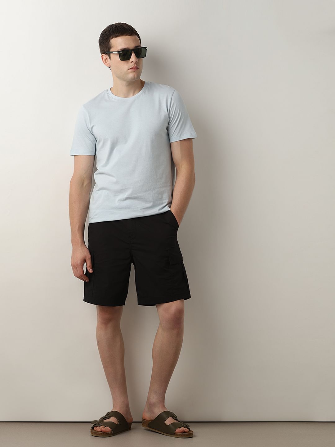 Black Mid Rise Cargo Shorts