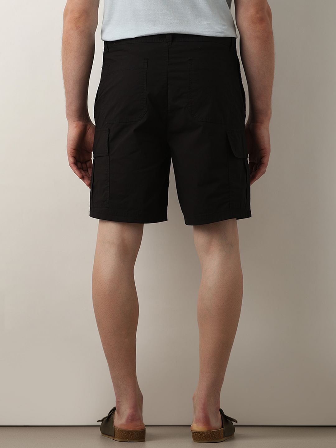 Black Mid Rise Cargo Shorts