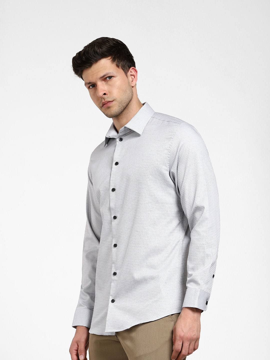 White Printed Full Sleeves Shirt