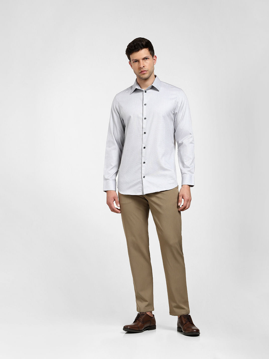 White Printed Full Sleeves Shirt