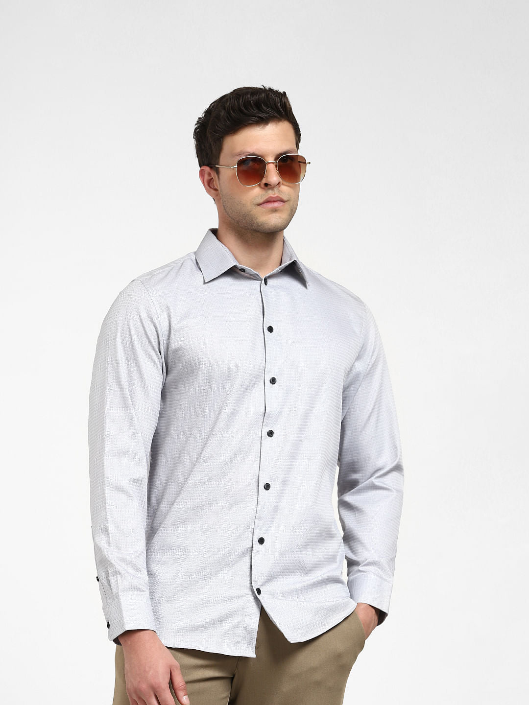 White Printed Full Sleeves Shirt