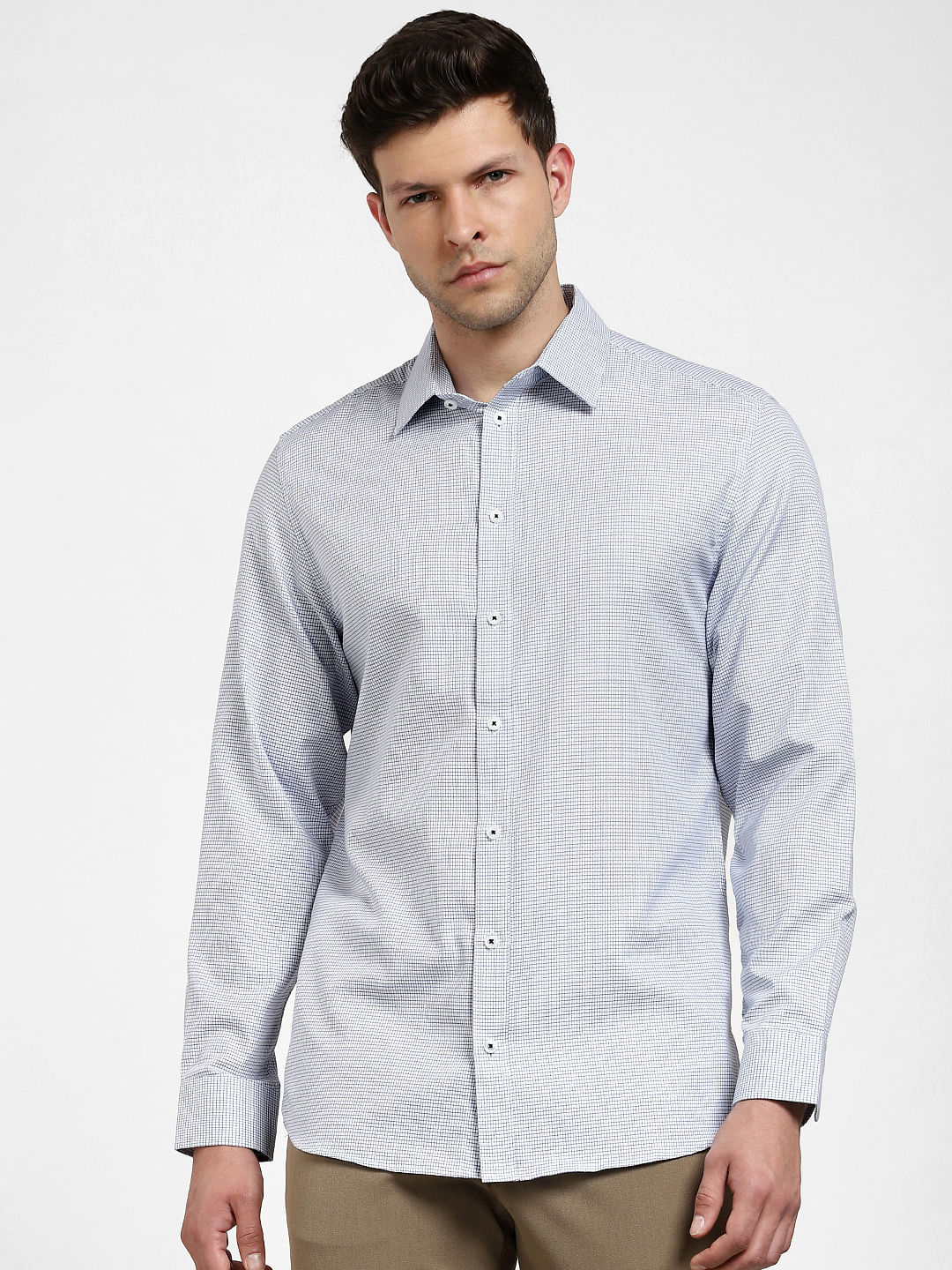 White Check Full Sleeves Shirt