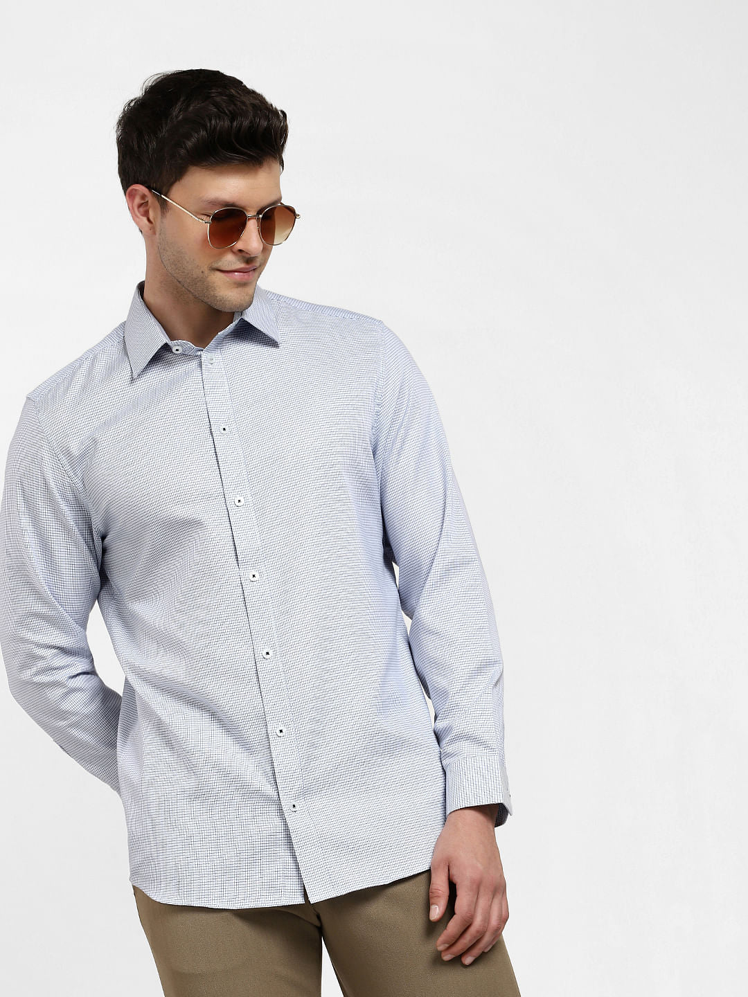 White Check Full Sleeves Shirt