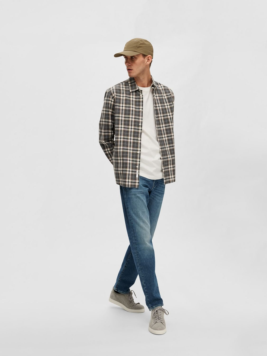 Grey Check Print Full Sleeves Shirt