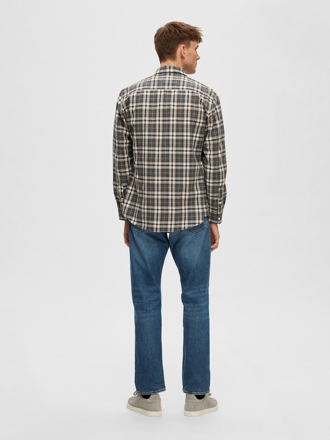 Grey Check Print Full Sleeves Shirt