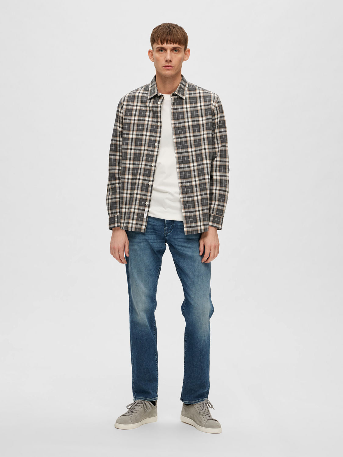 Grey Check Print Full Sleeves Shirt