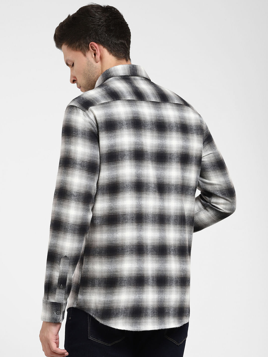 Grey Check Print Full Sleeves Shirt