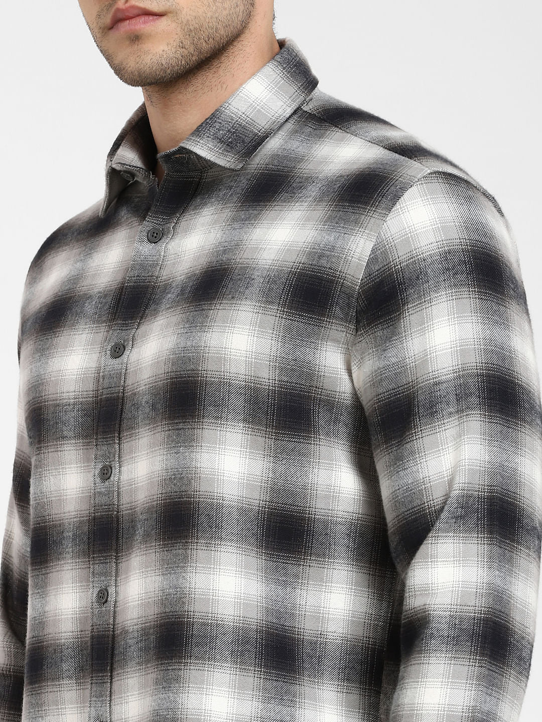 Grey Check Print Full Sleeves Shirt