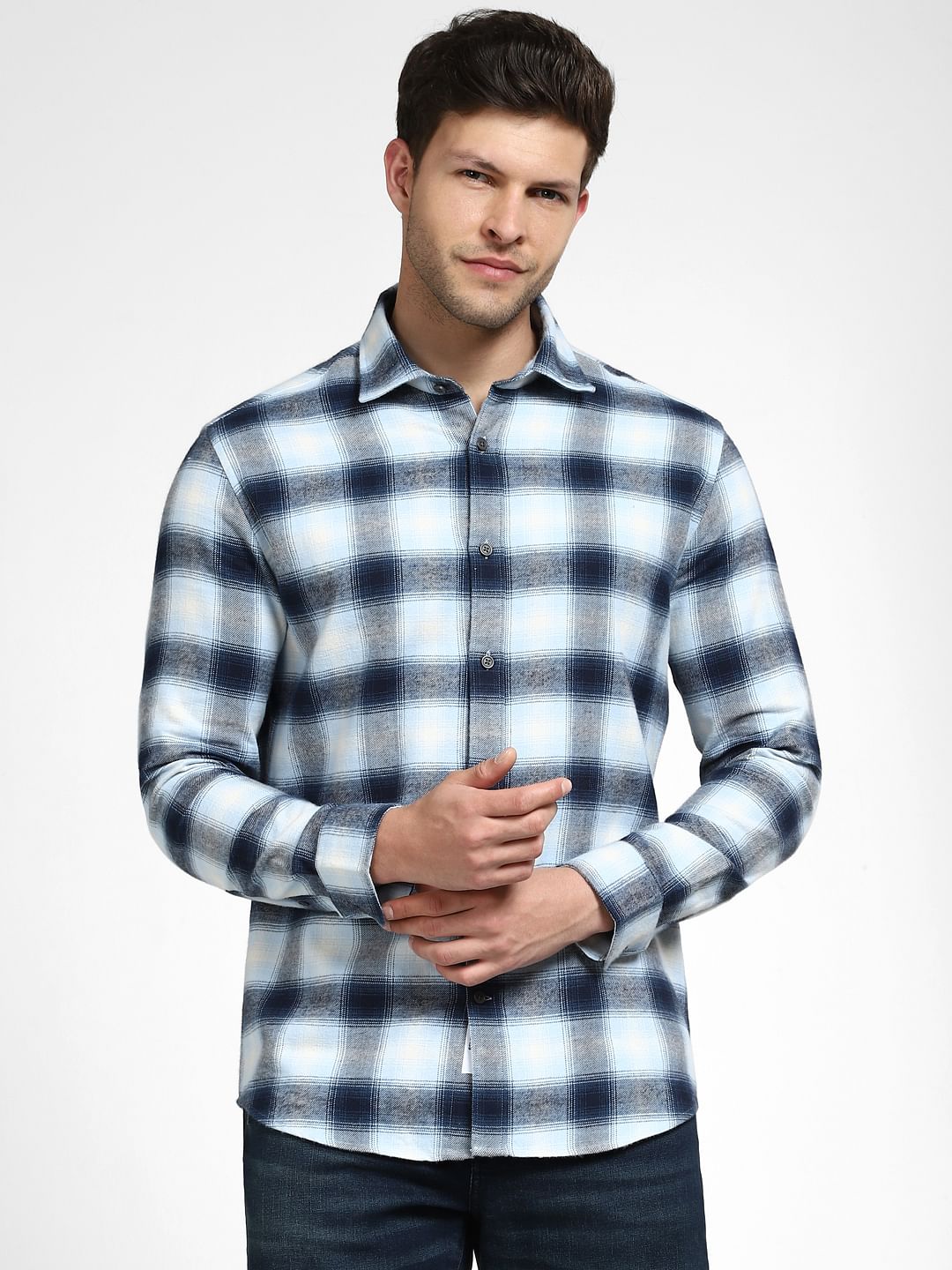 Blue & White Check Full Sleeves Shirt