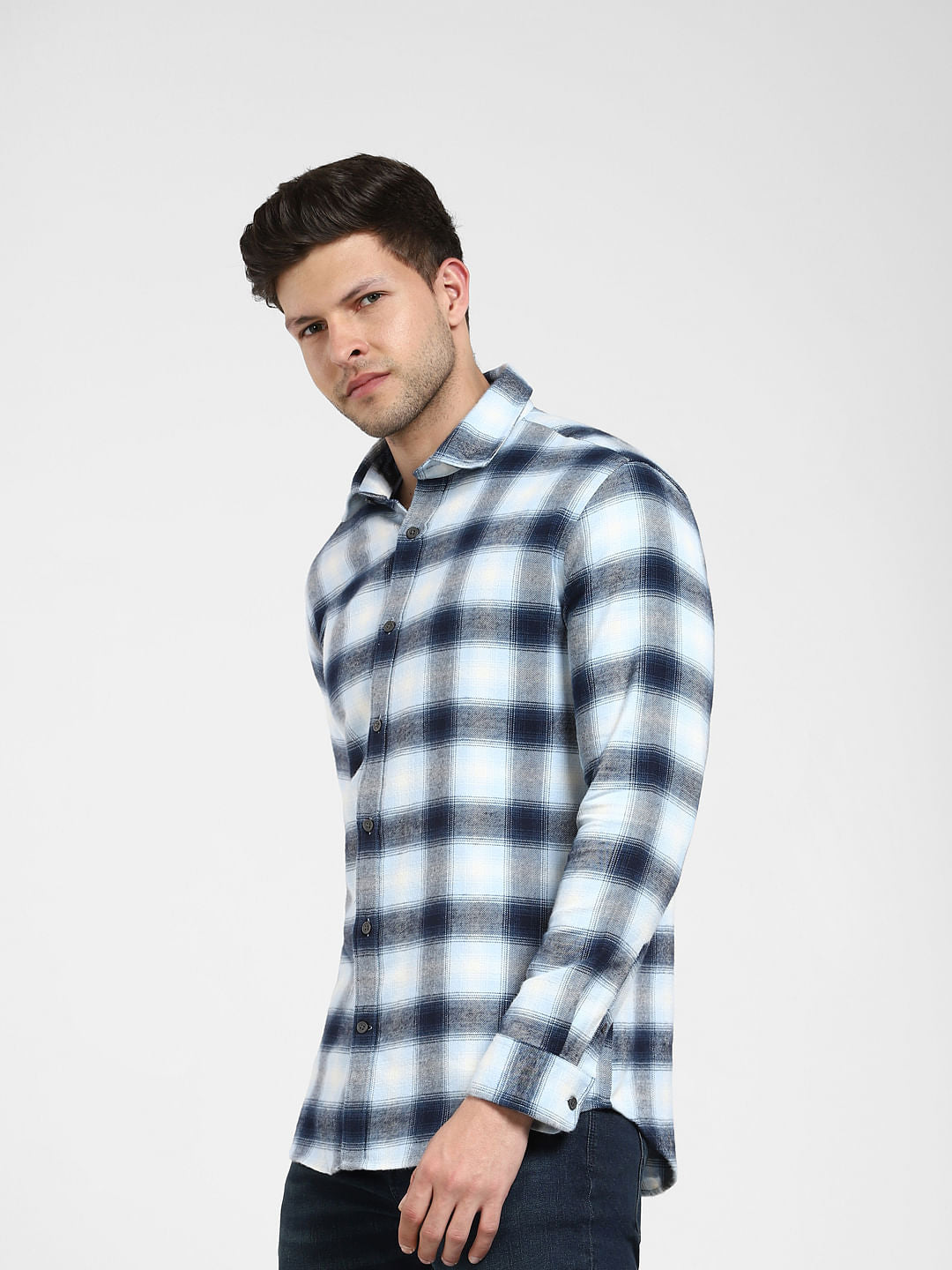 Blue & White Check Full Sleeves Shirt
