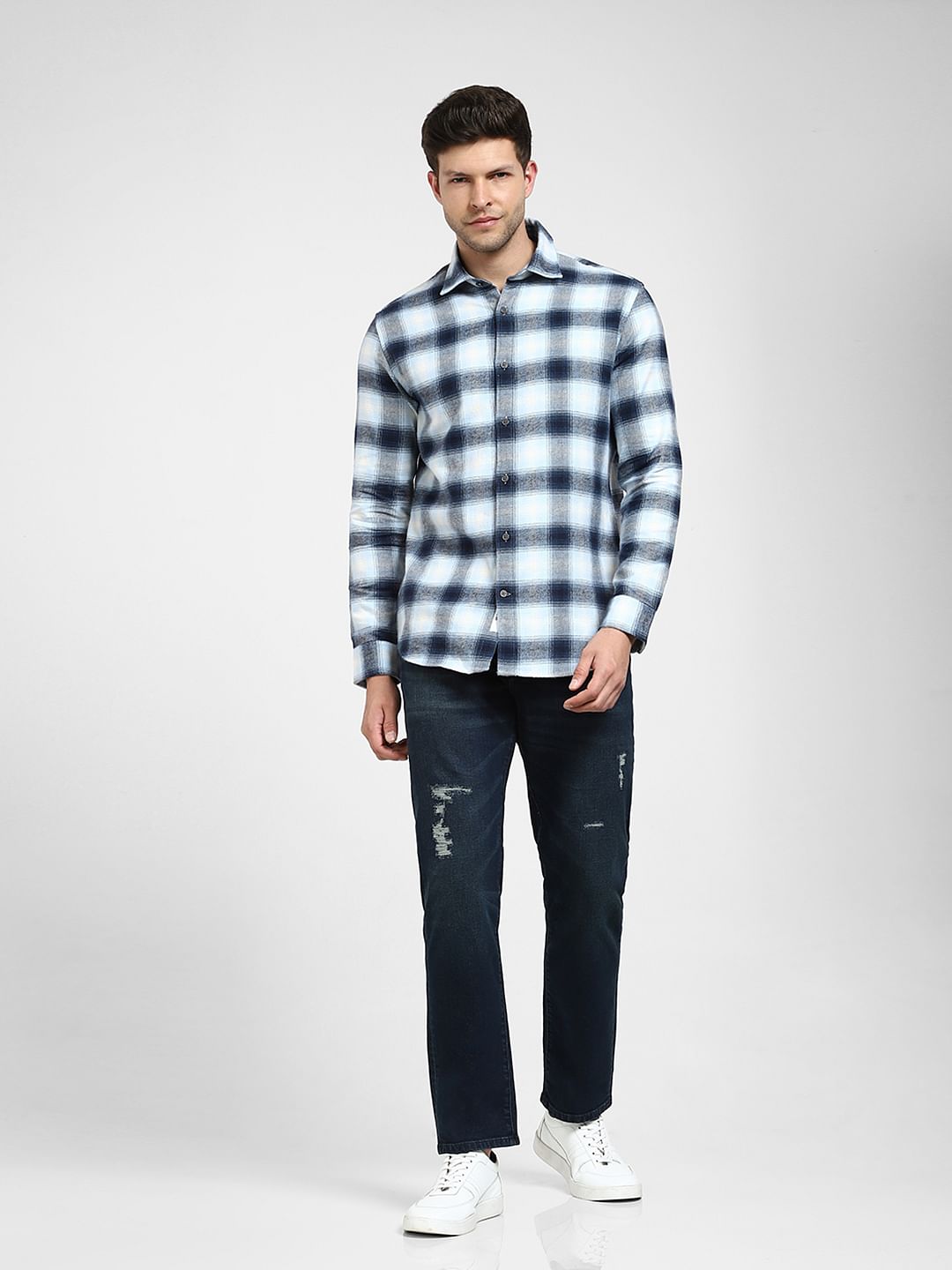 Blue & White Check Full Sleeves Shirt
