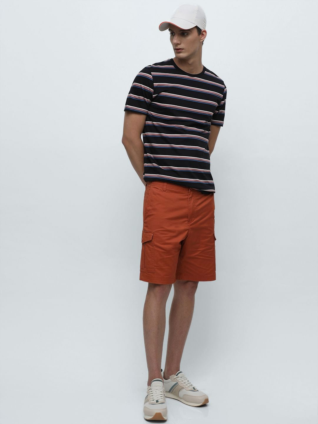 Rust Mid Rise Cargo Shorts