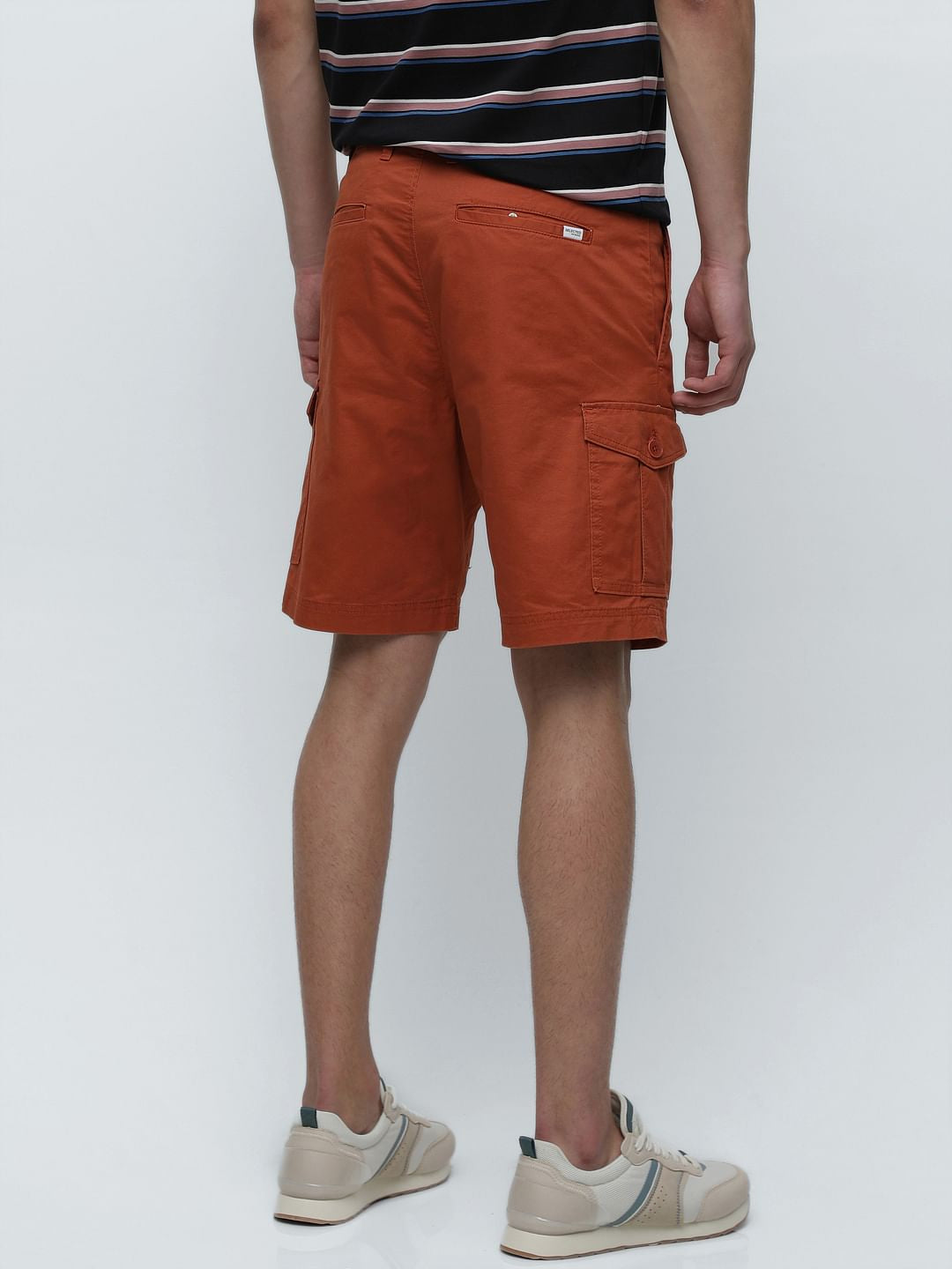 Rust Mid Rise Cargo Shorts