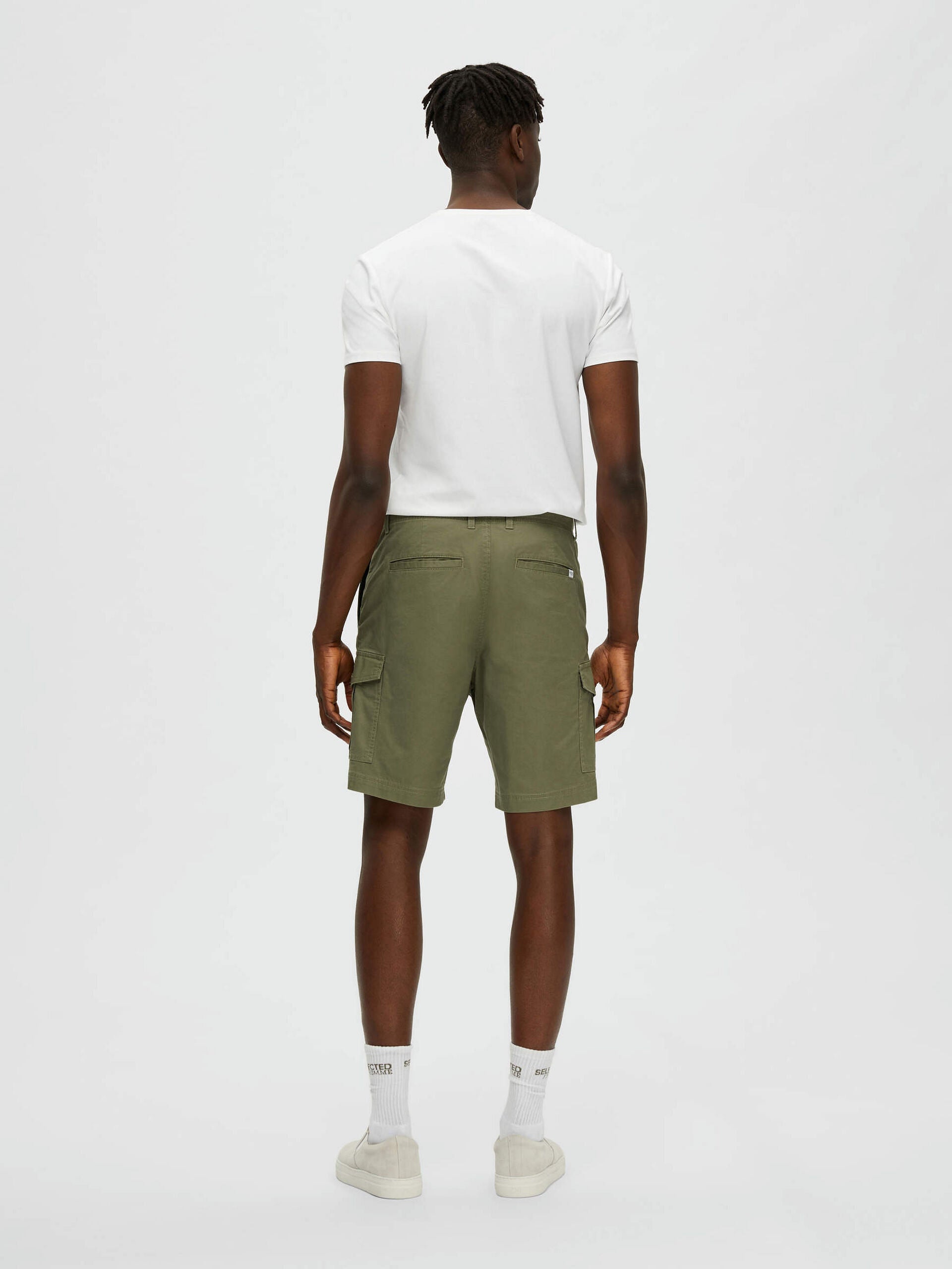 Green Mid Rise Cargo Shorts