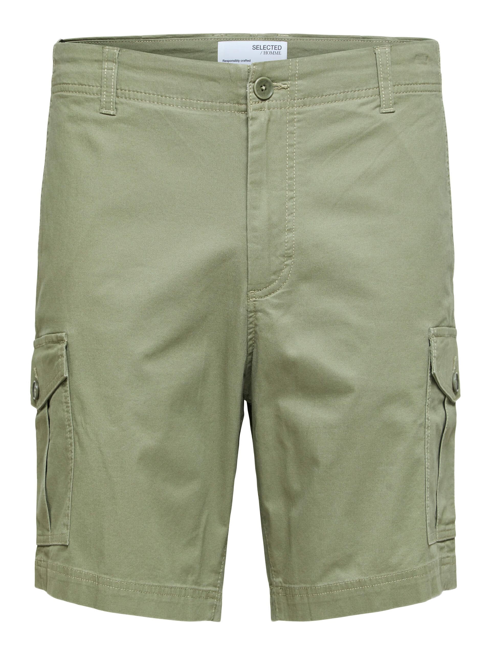 Green Mid Rise Cargo Shorts