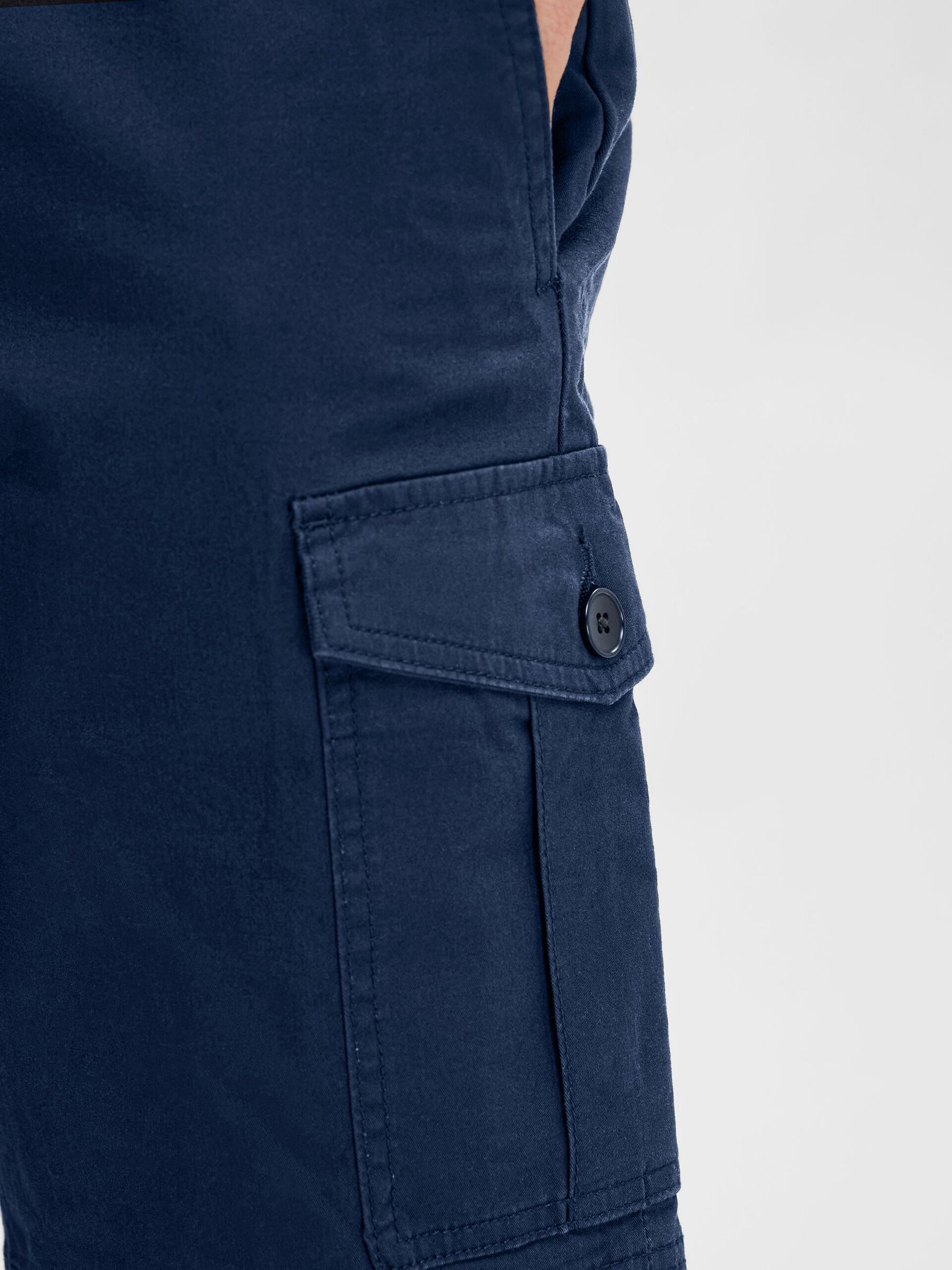 Dark Blue Mid Rise Cargo Shorts