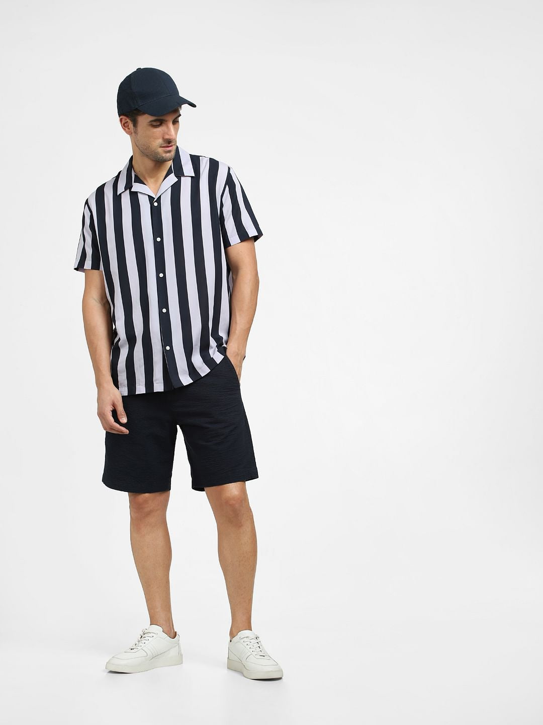 Navy Blue Mid Rise Chinos