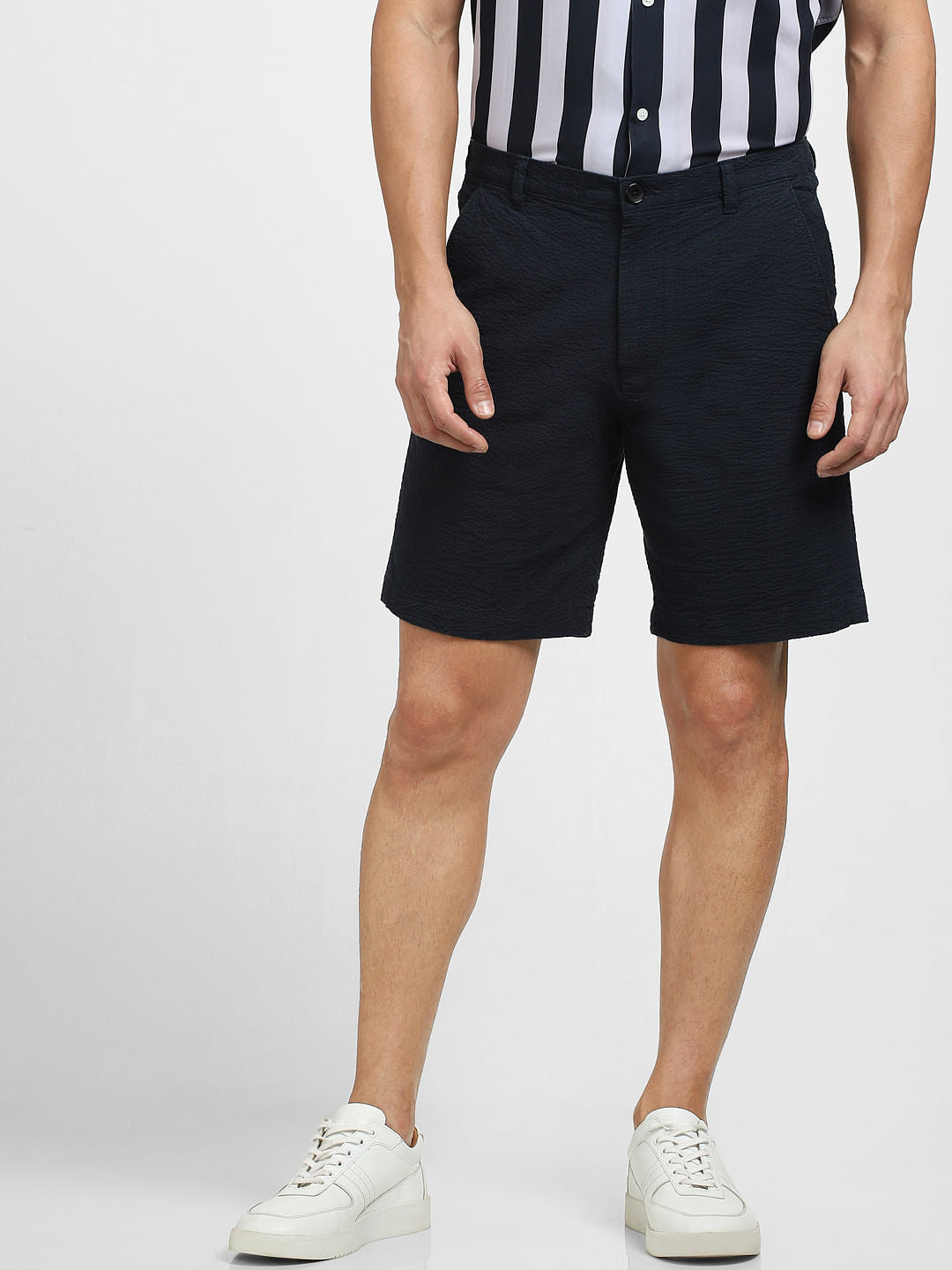 Navy Blue Mid Rise Chinos