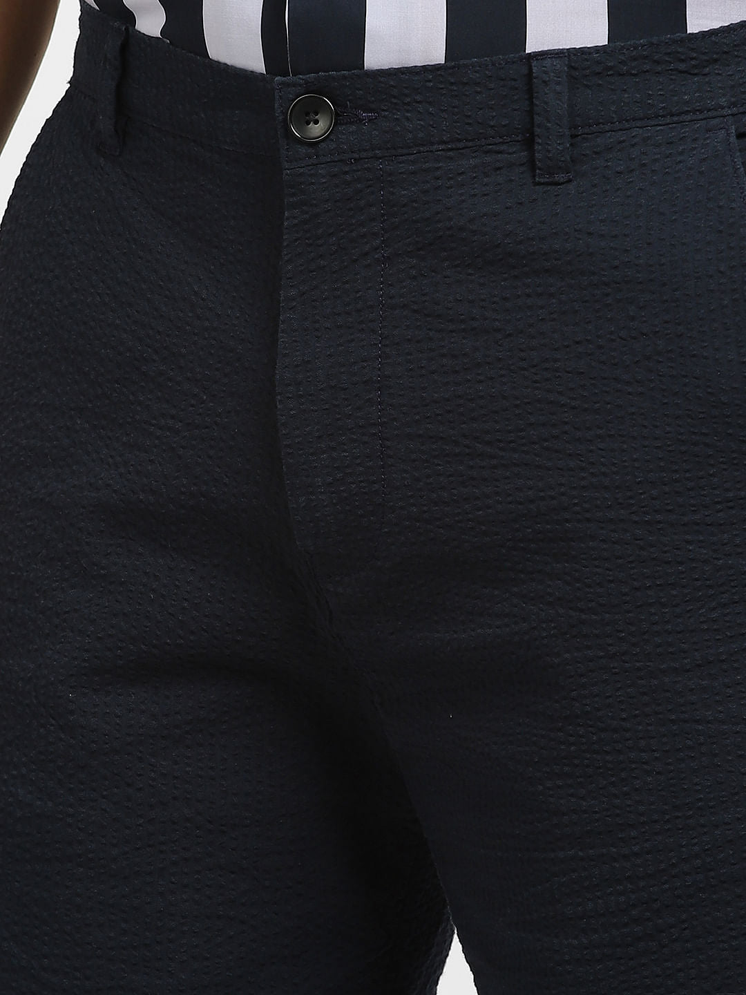 Navy Blue Mid Rise Chinos