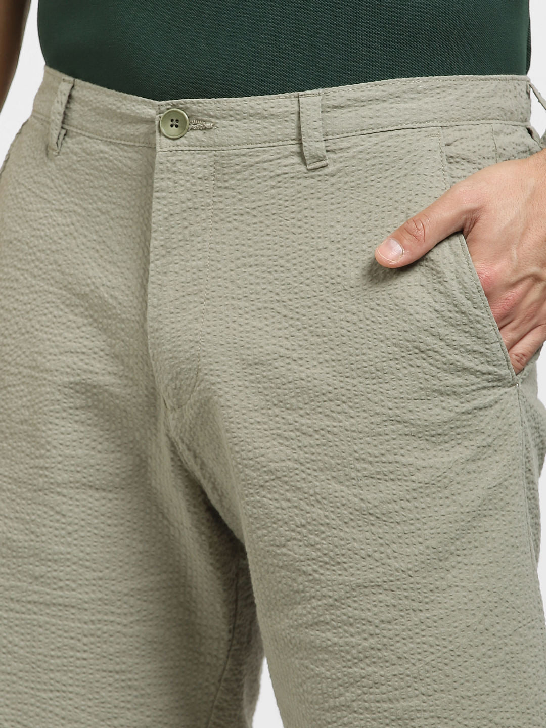 Green Mid Rise Chinos