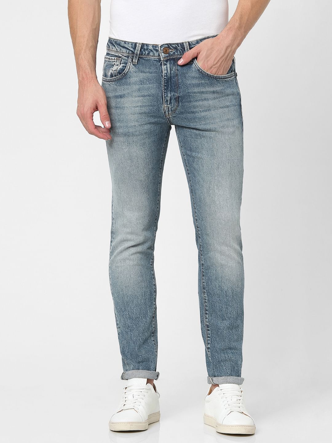 Blue Mid Rise Slim Fit Jeans