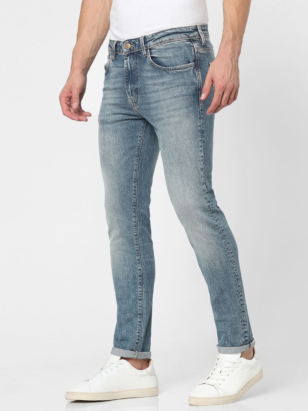 Blue Mid Rise Slim Fit Jeans