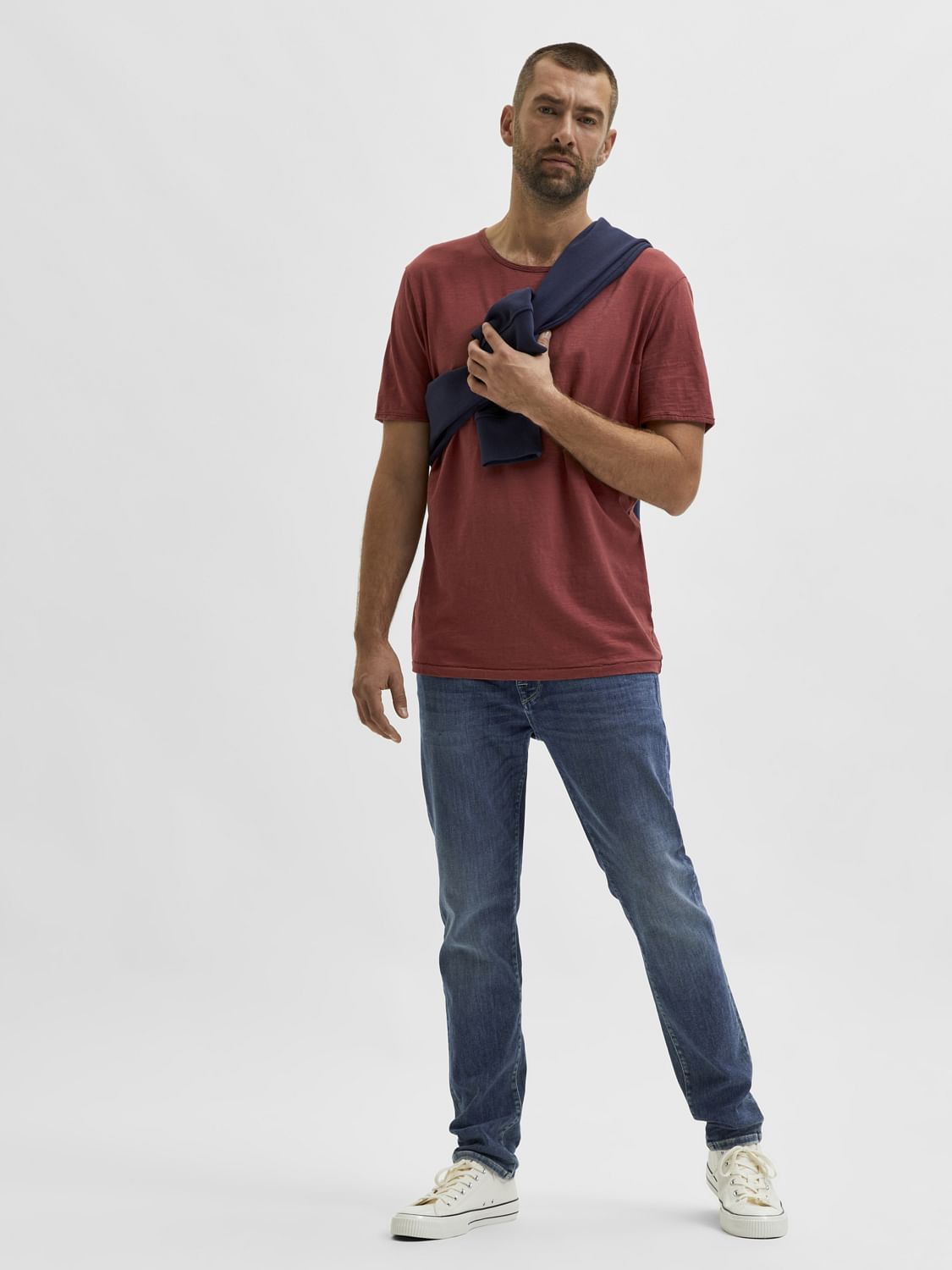 Blue Mid Rise Slim Jeans