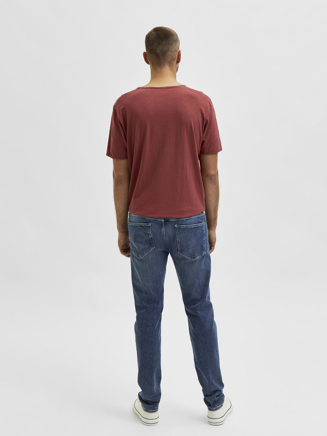 Blue Mid Rise Slim Jeans