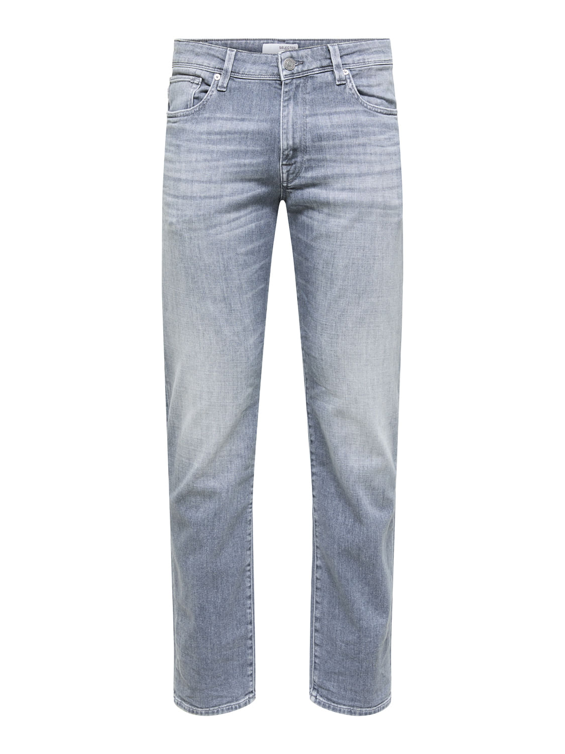 Grey Mid Rise Straight Jeans