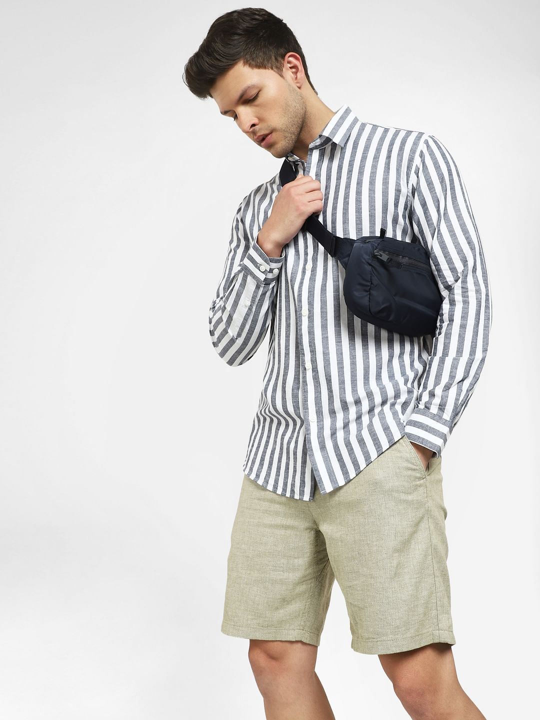 Blue Striped Full Sleeves Shirt