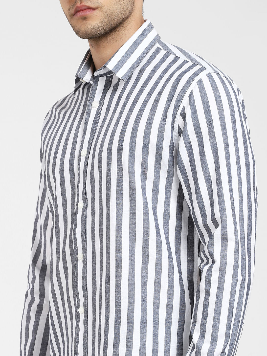 Blue Striped Full Sleeves Shirt