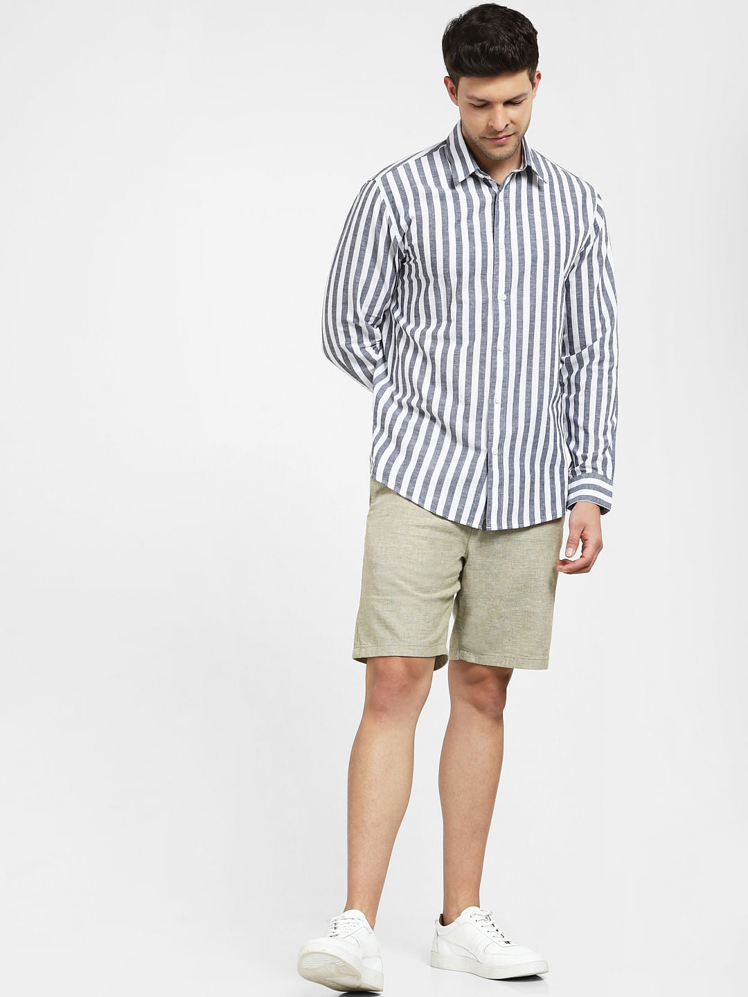 Blue Striped Full Sleeves Shirt