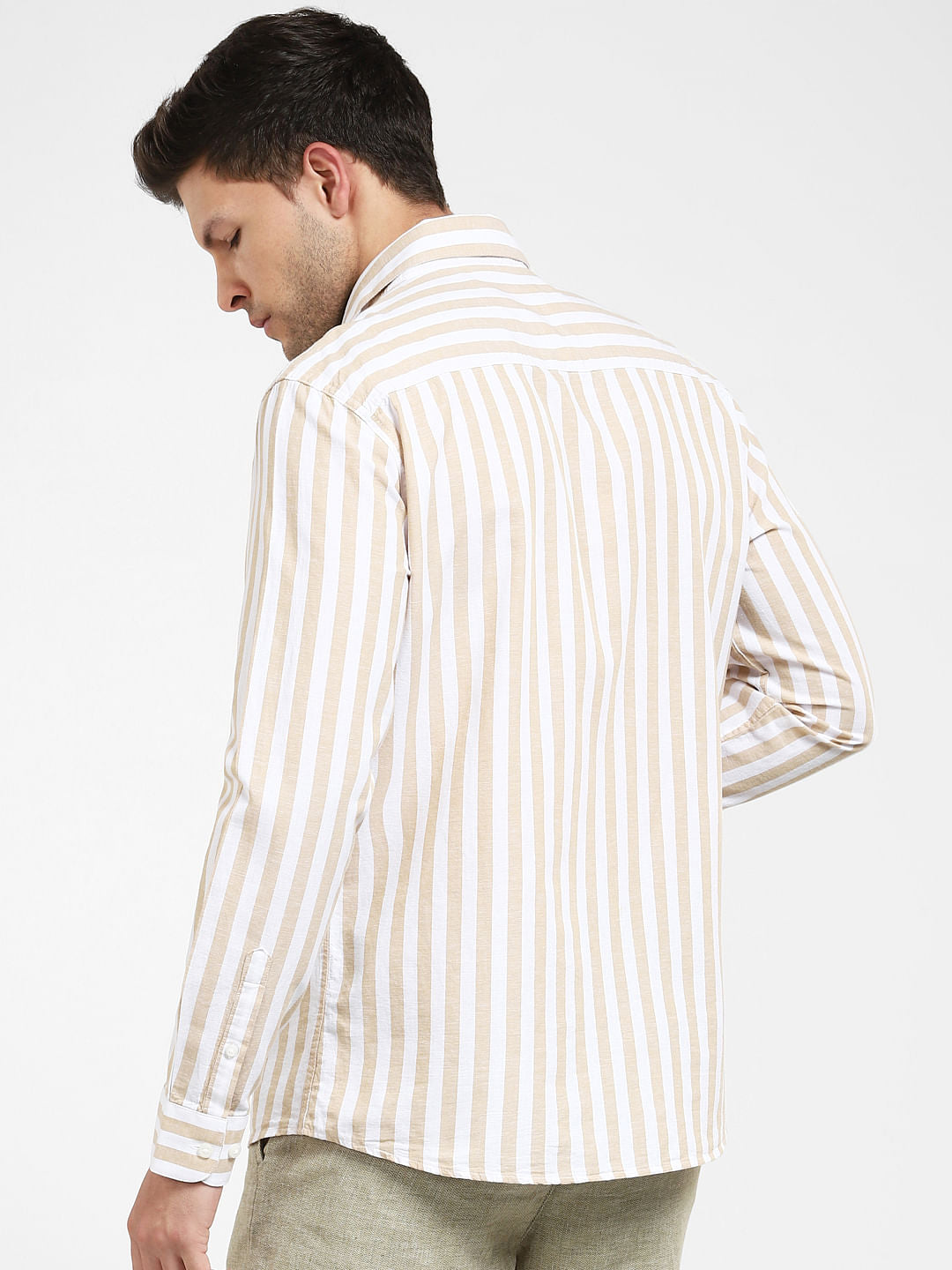 Brown Striped Full Sleeves Shirt