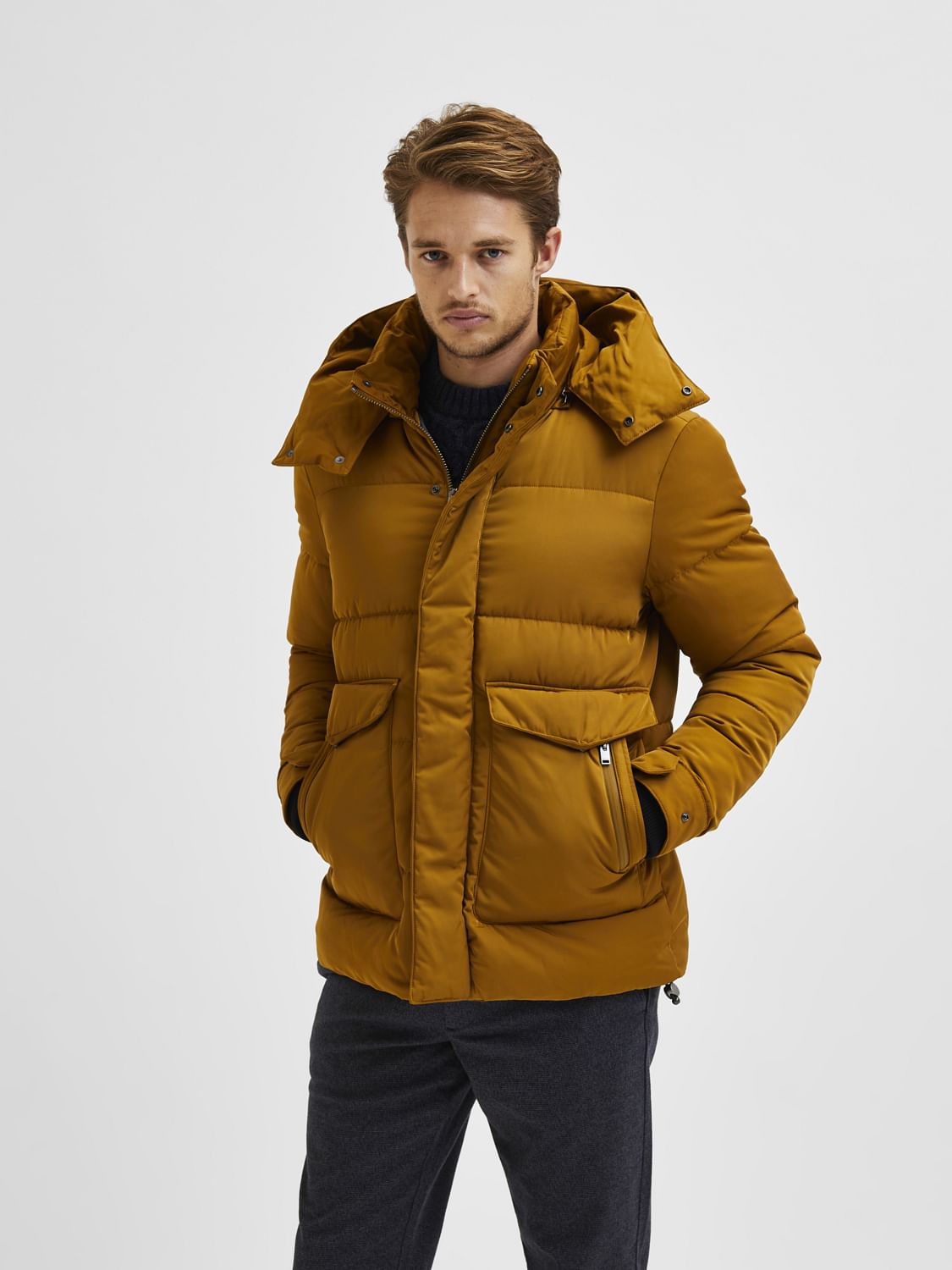 Brown Hooded Puffer Jacket