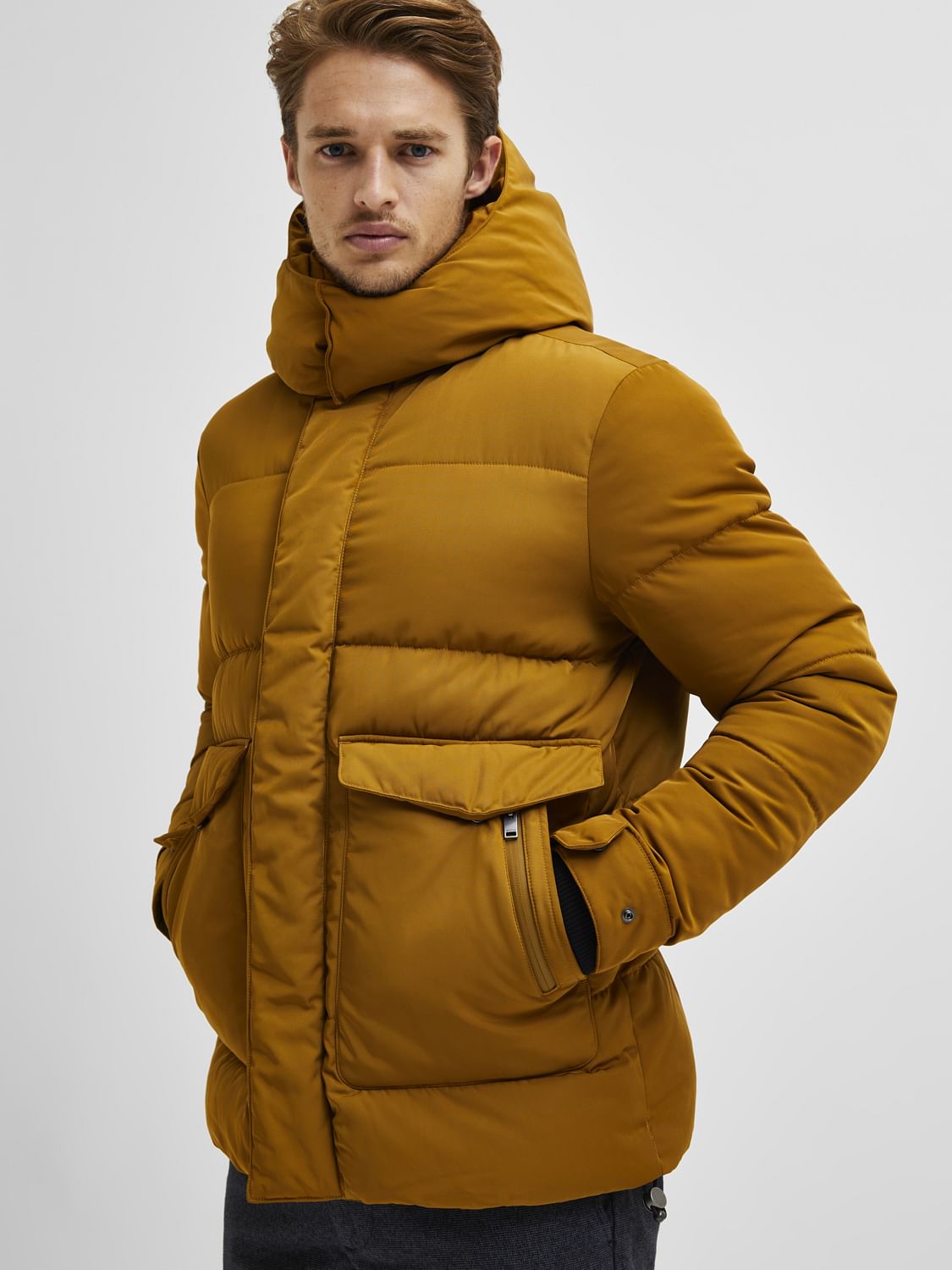 Brown Hooded Puffer Jacket