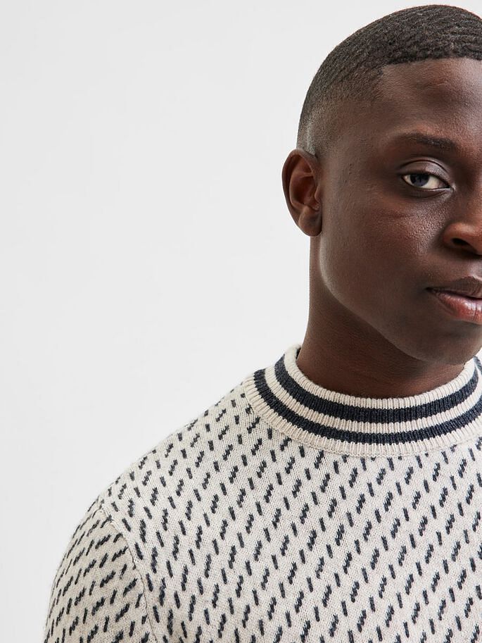 White Printed Textured Pullover