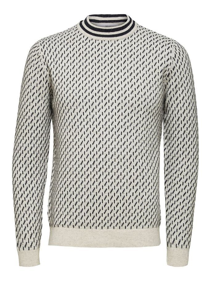 White Printed Textured Pullover