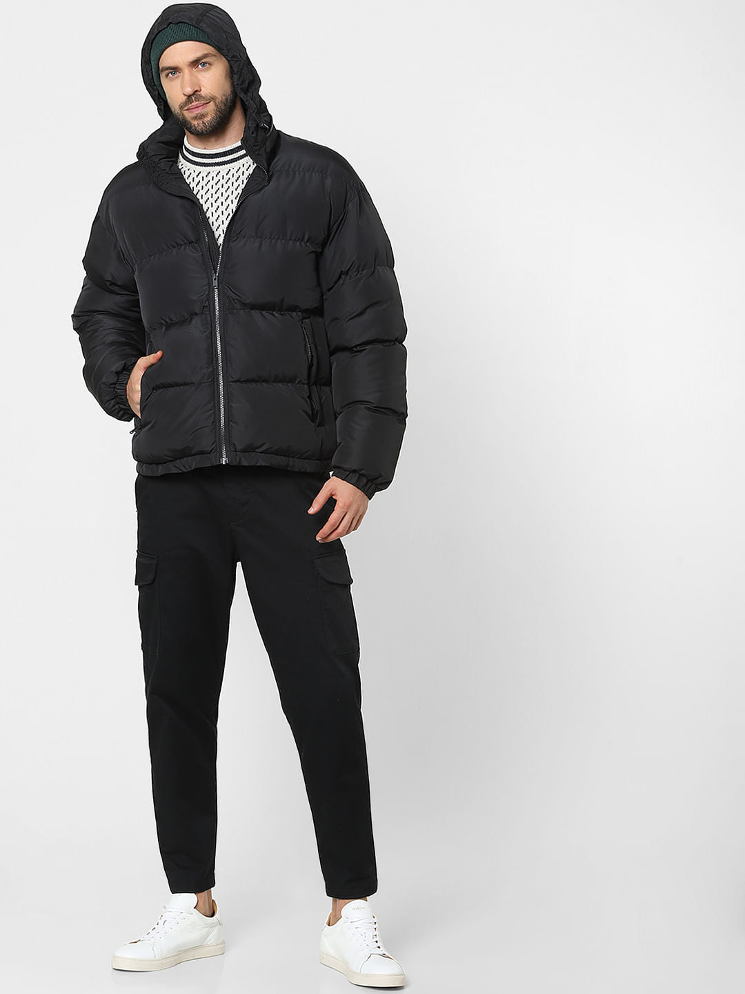 Black Hooded Puffer Jacket