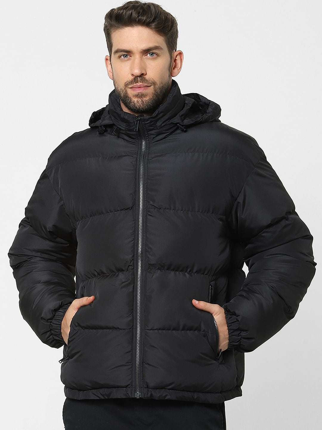 Black Hooded Puffer Jacket
