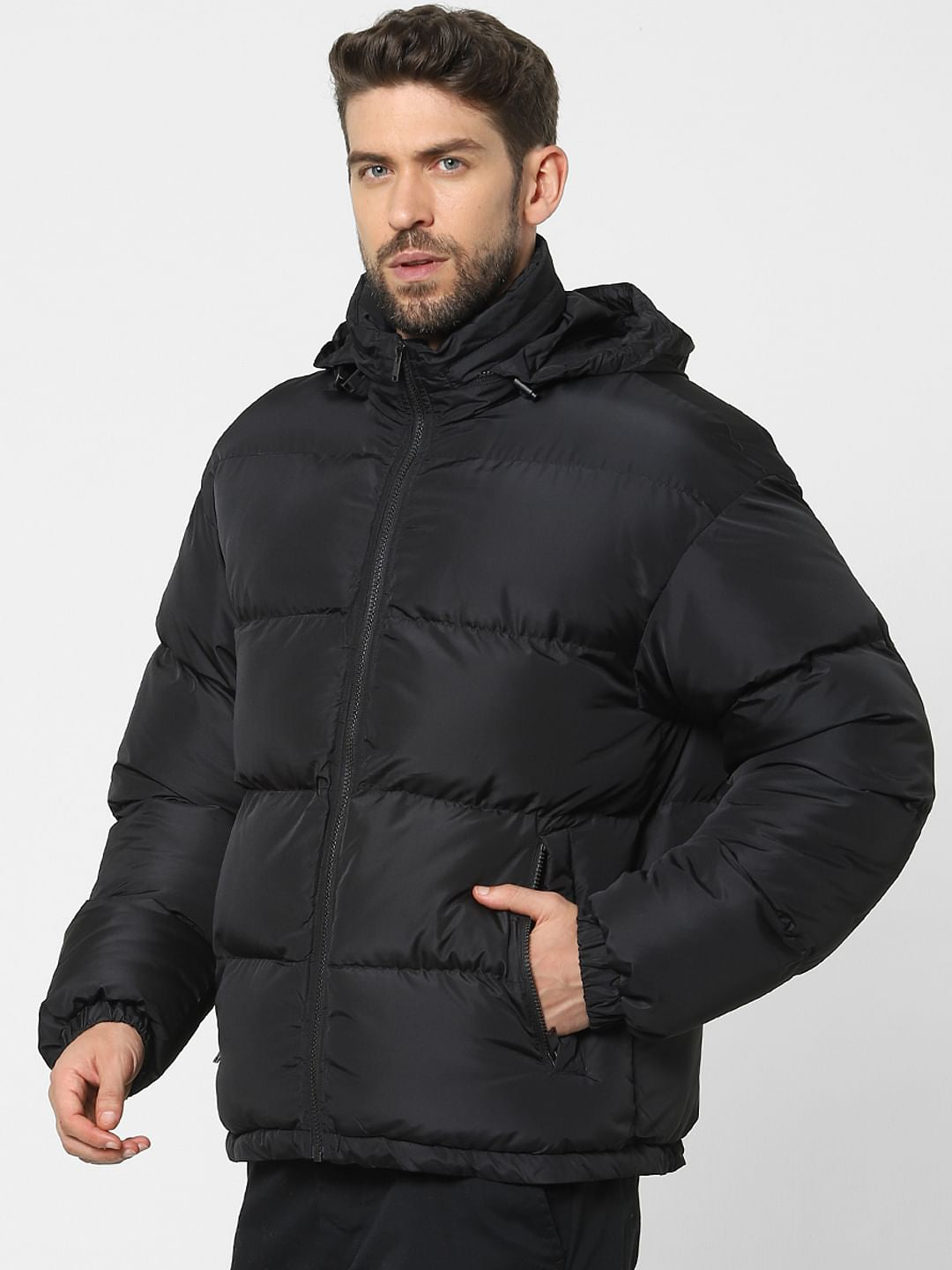 Black Hooded Puffer Jacket