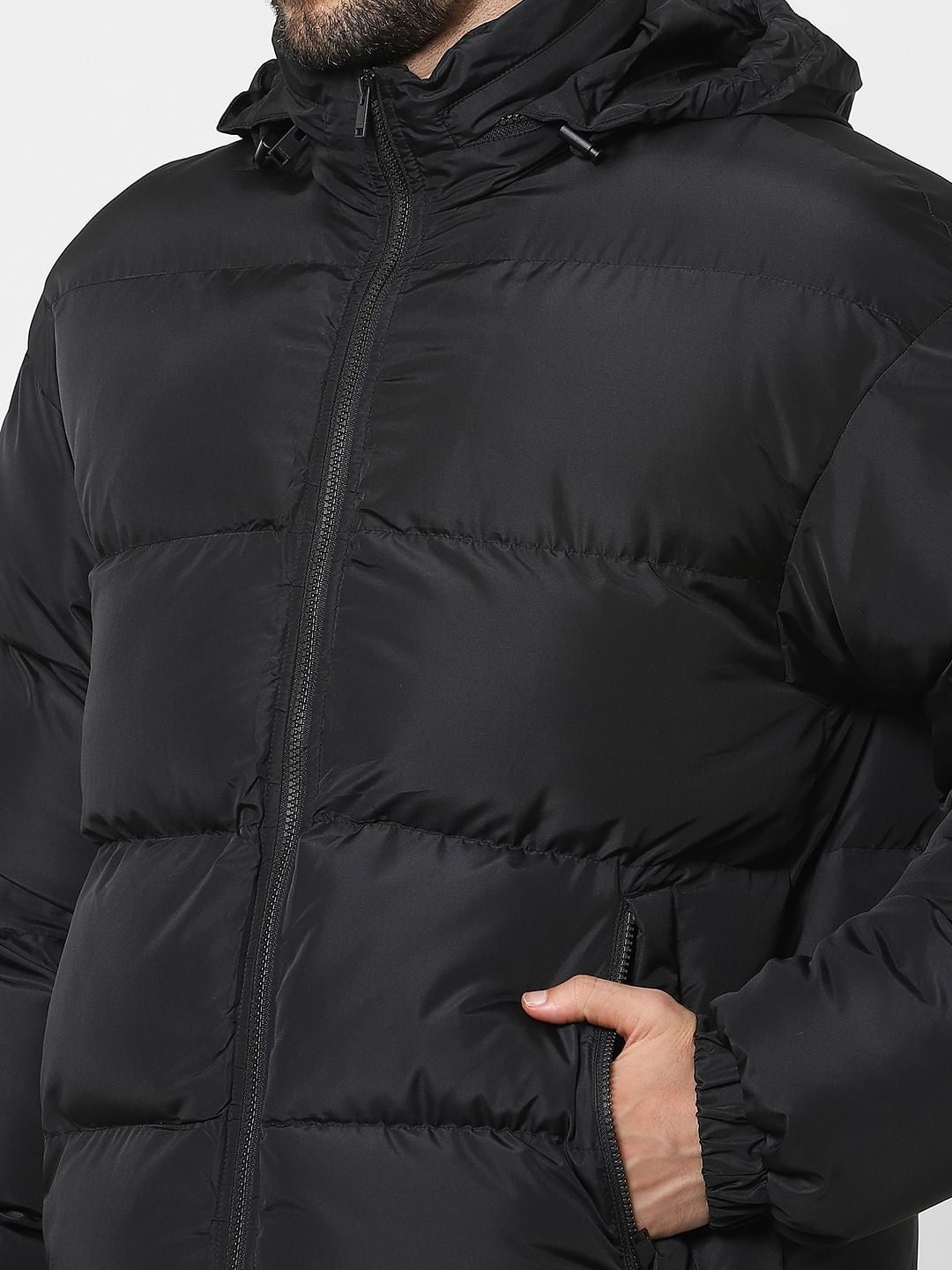 Black Hooded Puffer Jacket