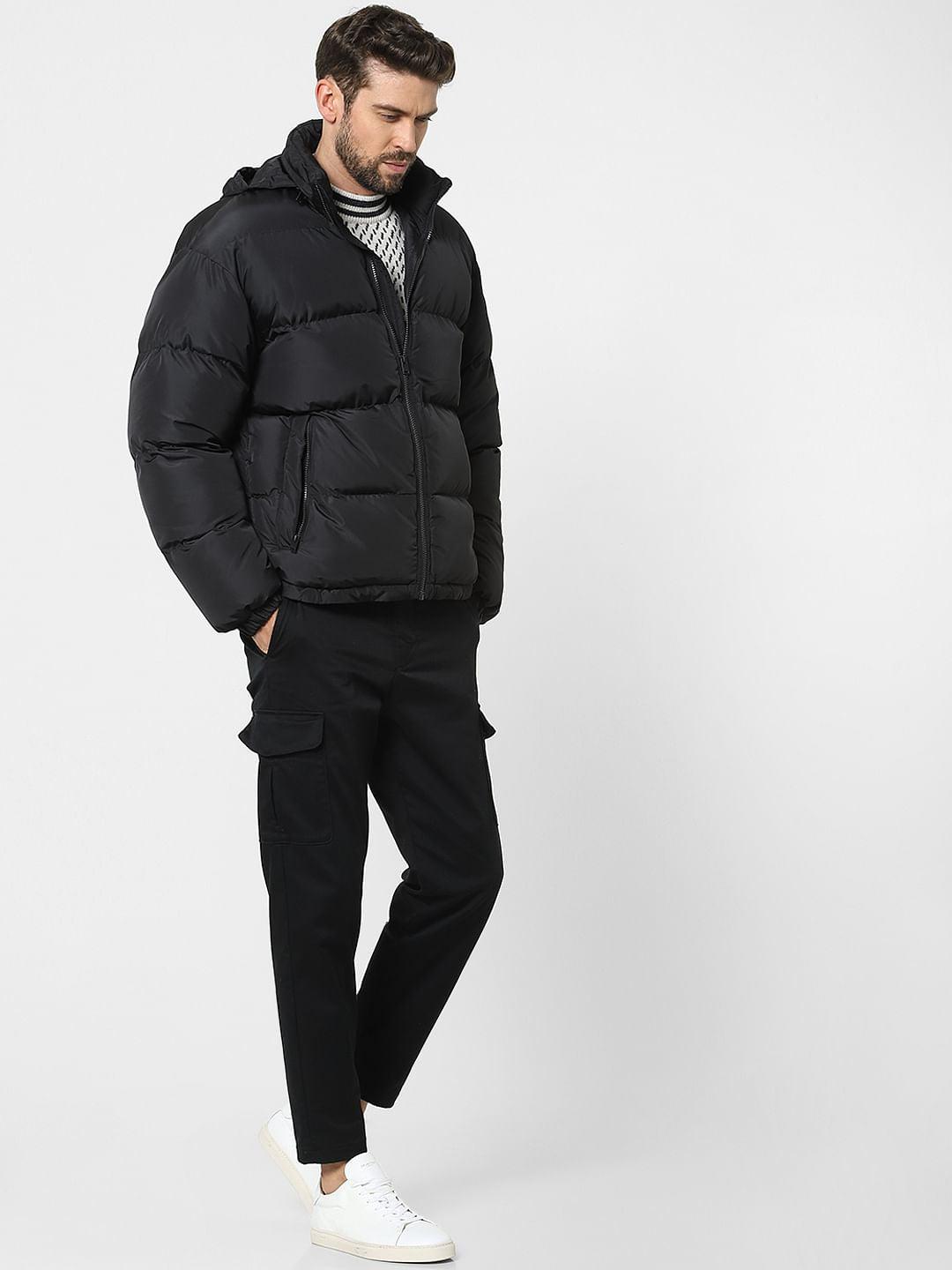 Black Hooded Puffer Jacket