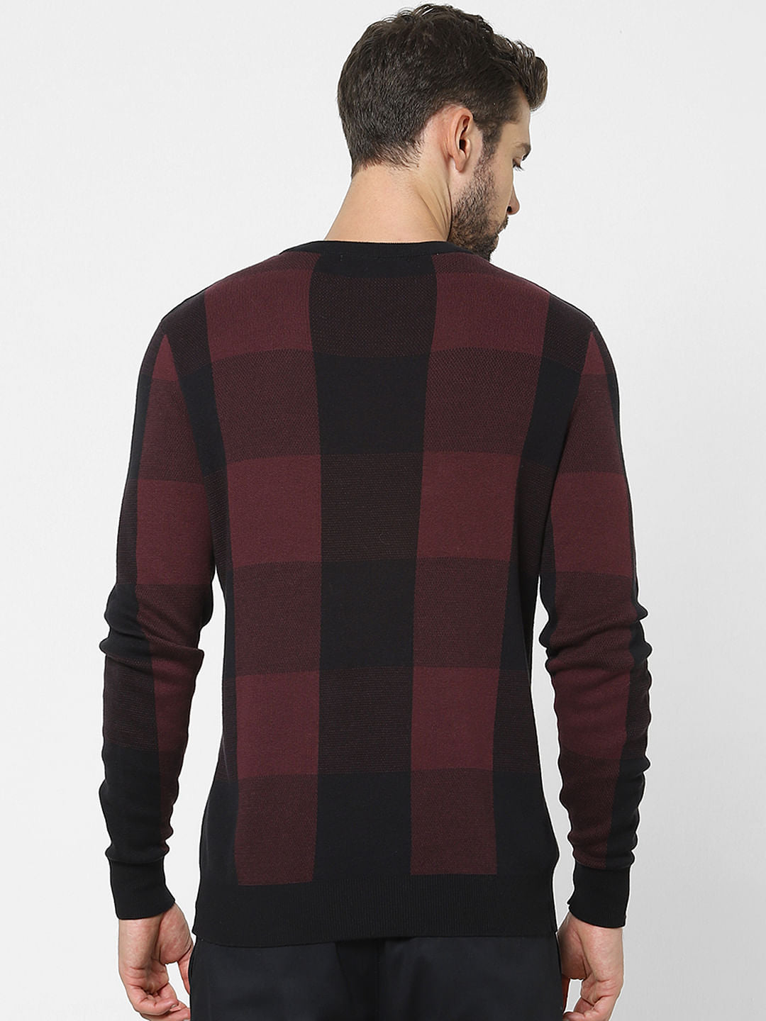 Maroon Check Organic Cotton Pullover