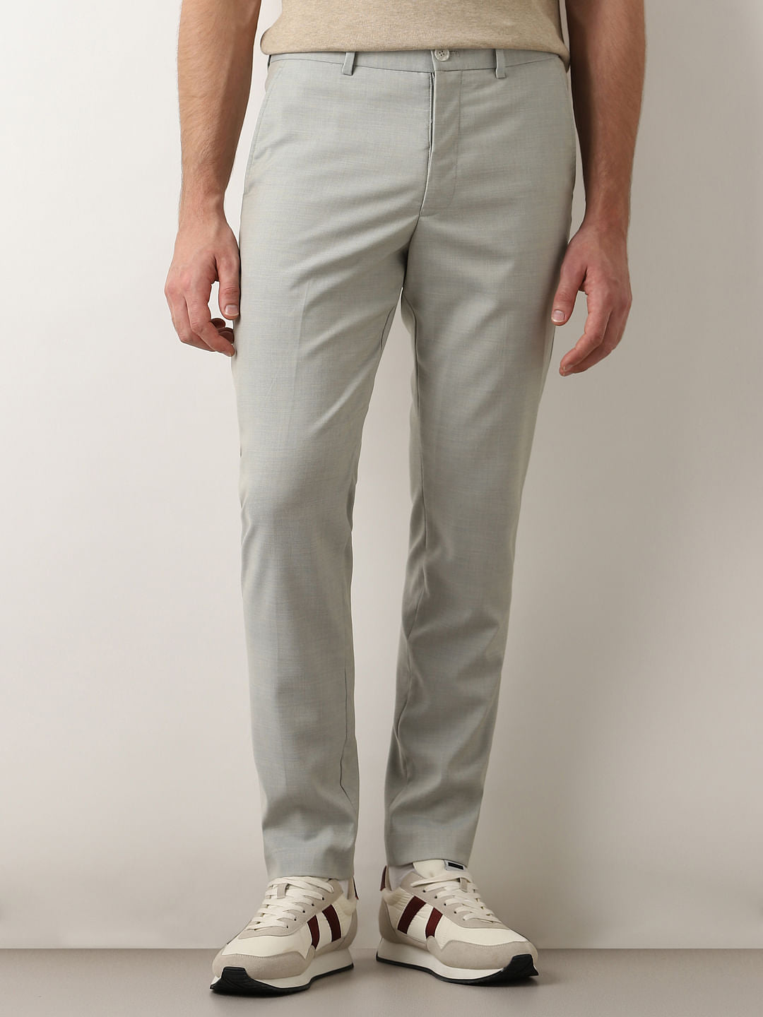 Light Green Mid Rise Suit-Set Trousers